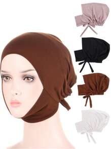 1 pieza Nuevo gorro cuello calentador de seda de leche elástico multicolor, sombrero con bufanda oculta ajustable en la parte posterior