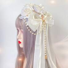 Harajuku Headwear Spike Lolita Y2K Girl Gothic Ball Rose Faux Pearl Feather Small Flat Hat Elegant Hairpins Clip Hair Clip Hairgrips Halloween