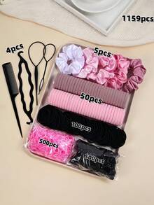 Bộ phụ kiện tóc thời trang cơ bản 1159 món, bao gồm dây buộc tóc bằng satin cho vẻ ngoài thanh lịch và giản dị, dây buộc tóc nhiều màu sắc và các dụng cụ tạo kiểu tóc thiết thực - Phù hợp cho bé gái và phụ nữ, đáp ứng nhu cầu phối đồ hàng ngày. Cho dù là kiểu tóc đuôi ngựa đơn giản, kiểu tóc búi cầu kỳ hay kiểu tóc sáng tạo, đều dễ dàng thực hiện với bộ phụ kiện thiết thực không thể thiếu này! Kẹp tóc, bộ tạo kiểu tóc, quà tặng, băng đô, phụ kiện đội đầu - Nhiều màu - Xem 19