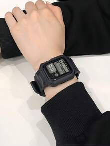 1pc 2-In-1 Black Band & Case Integrated Casual Sports Soft & Comfortable Strap, Compatible With Apple Watch Bands 40mm, 38mm, 41mm, 42mm, 44mm, 45mm, 49mm, Compatible With Apple Watch Series SE, 11, 10, 9, 8, 7, 6, 5, 4, 3, 2, 1, Compatible With Apple Watch Band + Case Integrated Accessory - Black - View 4