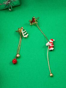 1 Pair Christmas Tree, Santa Claus Sleigh Gift Earrings, Christmas Gift For Women - Multicolor - View 3
