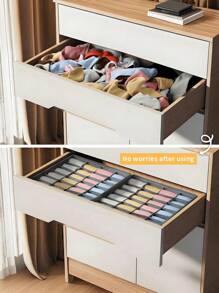 24格可折叠抽屉收纳盒，衣柜收纳篮，节省空间的家用壁橱收纳盒，卧室配件，收纳整理，节日/房间/家居/卧室装饰，收纳盒，家居收纳，抽屉桌面收纳盒，衣物衣柜收纳，收纳抽屉 - 彩色 - 查看 4
