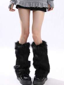 Women's Fuzzy Fur Leg Warmers - Winter Soft Fluffy Boot Cuffs, Perfect For Halloween & Santa Costumes