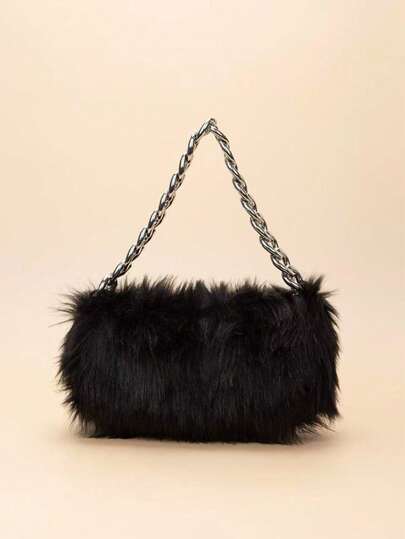 Minimalist Chain Fuzzy Shoulder Bag