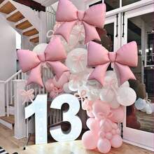 1 件/3 件超大可爱粉色蝴蝶结铝箔气球，适用于生日派对、迎婴派对、主题派对、新娘订婚婚礼装饰派对用品 - 粉色 - 查看 3