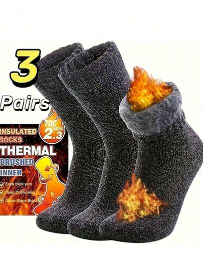 1/3/6 paires de chaussettes d'hiver doublées de sherpa extra épaisses pour hommes - cadeau de Noël confortable et doux pour papa, convient pour les temps froids, chaussettes longues, hiver, chaussettes noires, chaussettes chaudes pour dames, chaussettes d'équipage épaisses, confortables et absorbantes, durables et longue durée, unisexe, automne