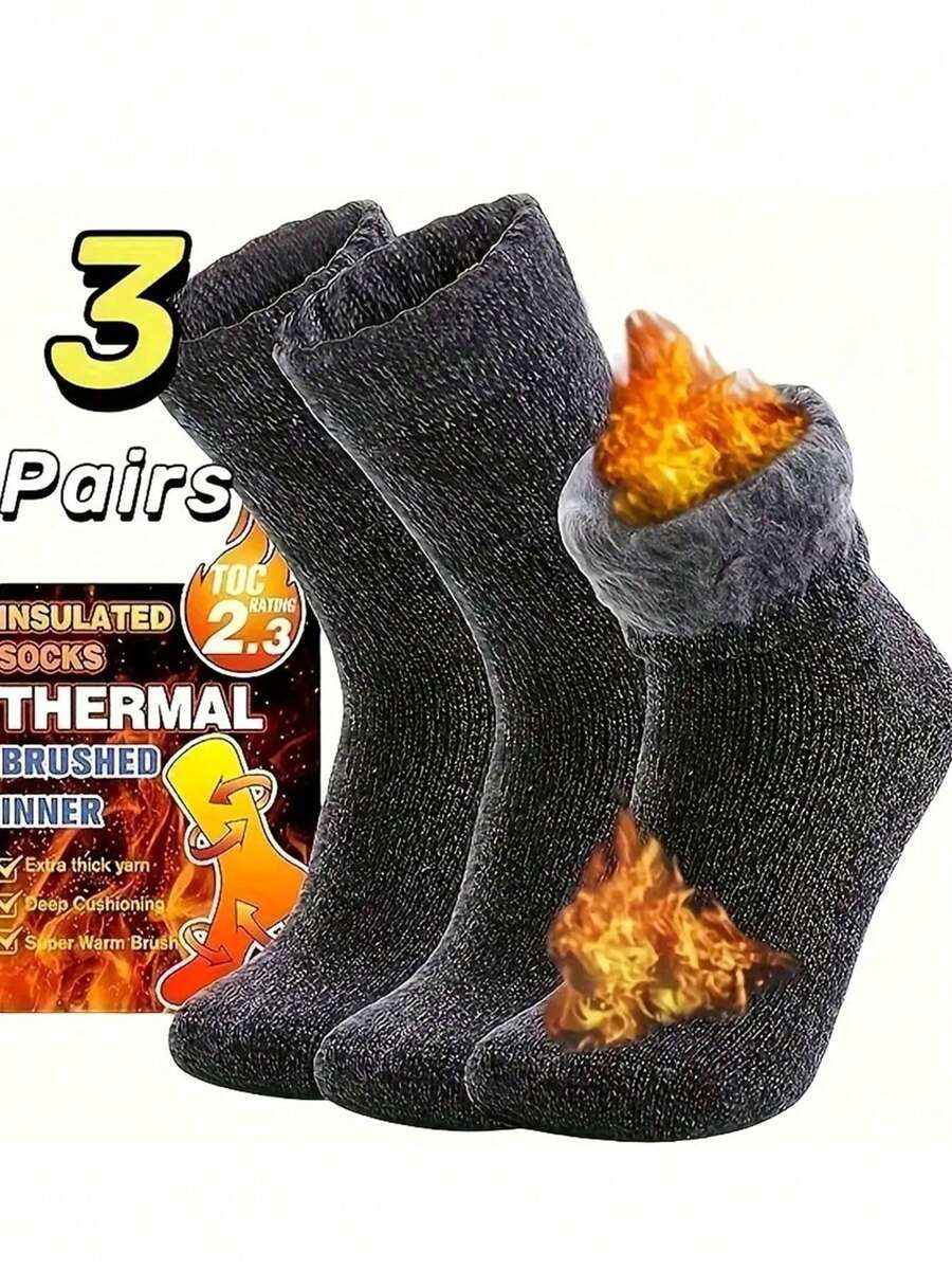 1/3/6 Pairs Extra Thick Sherpa Lined Winter Socks For Men - Comfortable And Soft Christmas Gift For Dad, Suitable For Cold Weather, Long Socks, Winter, Black Socks, Warm Ladies Socks, Casual Thick Moisture Wicking Comfortable Crew Socks, Durable And Long-Lasting, Unisex, Fall