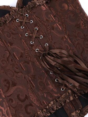 Korsett Overbust Bustier, Klassisk Korsett Shapewear, Axelbandslös Söt Figursydd Bodysuit med Ben, Volangkantad Midja, Rygglös Magkontrolltopp, Lämplig För Maskerad, Halloween