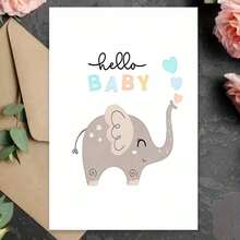 1pc "Welcome Little One" Newborn Card – Adorable Elephant Design (4.33x6.29in + Envelope) | Heartfelt Baby Shower & Birth Announcement Greeting | Perfect Gift For New Parents & Families Celebrating New Arrivals - Multicolor - View 5