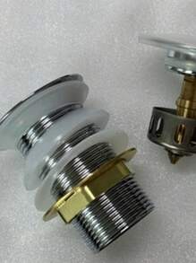 1个不锈钢弹跳式水槽下水器，搪瓷表面，浴室厨房下水器，手动操作，无需用电，带不锈钢滤网的浴室水槽弹跳式下水器，厨房用品，厨房配件，厨房工具 - 銀色 - 查看 6