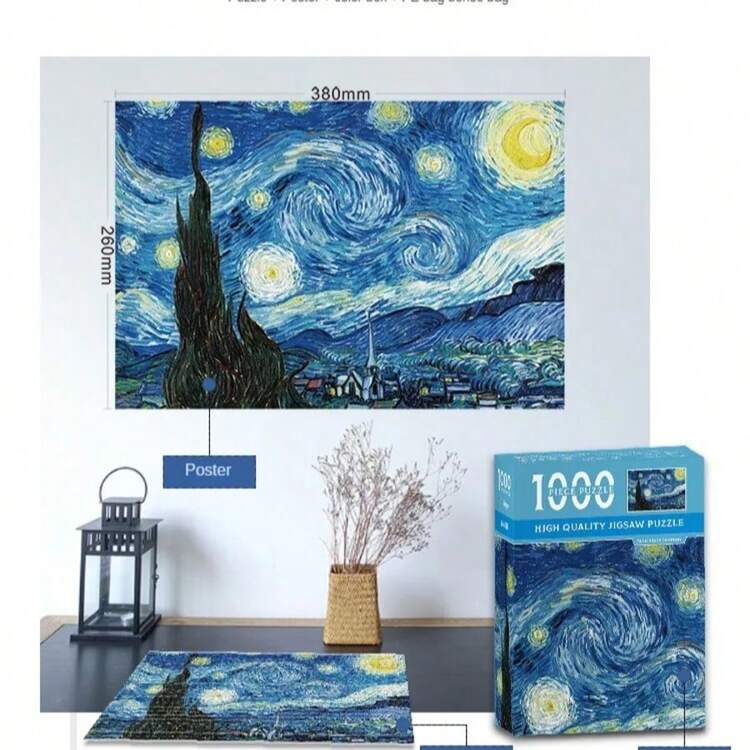 全新 2025-1 件，1000 片高难度绘画拼图，减压纸质拼图，博物馆级艺术品复制品，生日礼物 - 复活节礼物 - 节日礼物 - 礼品 - 玩具 - 彩色 - 查看 11