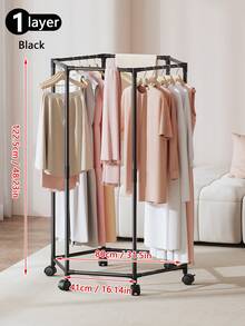 1pc Multi-Functional Wheeled Clothes Hanger, Suitable For Indoor, Outdoor, Balcony, Bedroom, Space-Saving Clothing Storage Rack, Drying Rack