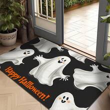 1 Stück interessante Halloween Dekoration, Geist-Kürbis-Fledermaus-Ahornblatt-Totenkopf Muster Willkommens-Fußmatte, moderne Cartoon kreative Elemente aus weichem Kunstfell - maschinenwaschbar - lustige thematische Feiertagsatmosphäre Eingangsteppich, geeignet für Eingang, Außen-, Innenbereich, Terrasse, Balkon, Jahreszeit-übergreifender Teppich, Halloween-Weihnachts-Heimdekoration - Verschiedenfarbig - Übersicht 5