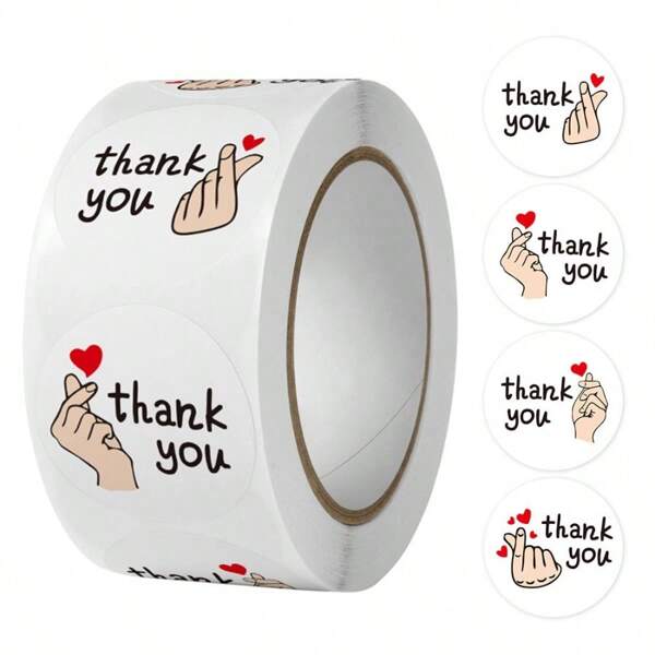 1pc Round White Decorative Gift Label Thank You Sticker Coated Paper Thank You For Ordering Store Gift Sealing Sticker
