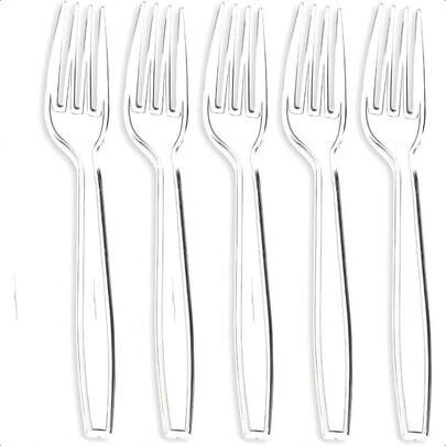 Premium Disposable Clear Plastic Forks 50 Count Transparent Durable And Convenient For Parties Events And Everyday Use