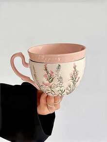 1 Set Vintage Green Lily Coffee Cup & Saucer With Lid, Large Capacity Bell Flower Water Mug, Suitable For Home, Office, Gifts, Birthday, Dessert Shop, Afternoon Tea, Party, Dorm, Gifts For Friends - Nhiều màu - Xem 7