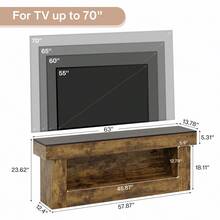 LITTLE TREE Entertainment Center For 60/65/70 Inches TVs, Farmhouse 63" TV Stand, Media Console With Open Storage Space For Living Room Bedroom, Rustic Brown & Black - 質樸棕色 - 查看 7