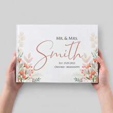 1pc 38-Page Personalized Wedding Guest Book, Simple Elegant White Flower Wedding Message Book Album, Wedding Decor & Gift Exquisite, Stylish, Contracted, Modern Custom, Personalized, Unique Ideal Gifts For Him Her, Boyfriend, Girlfriend, Dad, Mom, Family, Friends For Anniversaries, For Valentine's Day, For Mother's Day, For Birthdays, For Children's Day, For Father's Day, For Graduation, For Weddings, For Housewarming Living Room, Office, Tea Room, Home, Garden, Christmas,Xmas Decoration