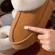 Women's Winter Slippers With Plush Lining, Thick Sole, Suitable For Outdoor Use, Neutral Warm Indoor Slippers, Closed-Toe Snow Boots, Ankle Boots - Khaki - View 4