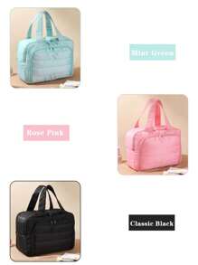 大容量轻便收纳包，多口袋女士化妆包，多功能旅行包，拉链封口，适合旅行和度假 - 黑色 - 查看 11