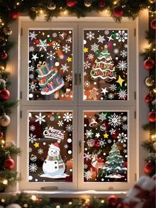8pcs/Set Christmas Window Clings - Merry Christmas & Happy New Year PVC Window Stickers With Snowflakes, Gift Boxes, Santa Claus, Reindeer And Snowman - No Feathers, Static Cling Decals, Suitable For Holiday Decoration, Easy To Apply And Remove  Christmas Decor  Christmas Decorations Wall Stickers Room Decor Wall Decor Christmas Decoration Home Decor