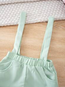 Baby Boy Clothes Suit Infant Short Sleeve Gentleman Outfits Short Sleeves Bowtie Shirt+Suspender Shorts Formal Suits - màu xanh lá - Xem 8
