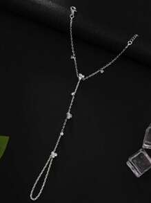 1pc Bohemian Crystal Finger Hand Chain Bracelet With Rhinestone, Fashion Jewelry Accessory, Suitable For Parties, Ins Style