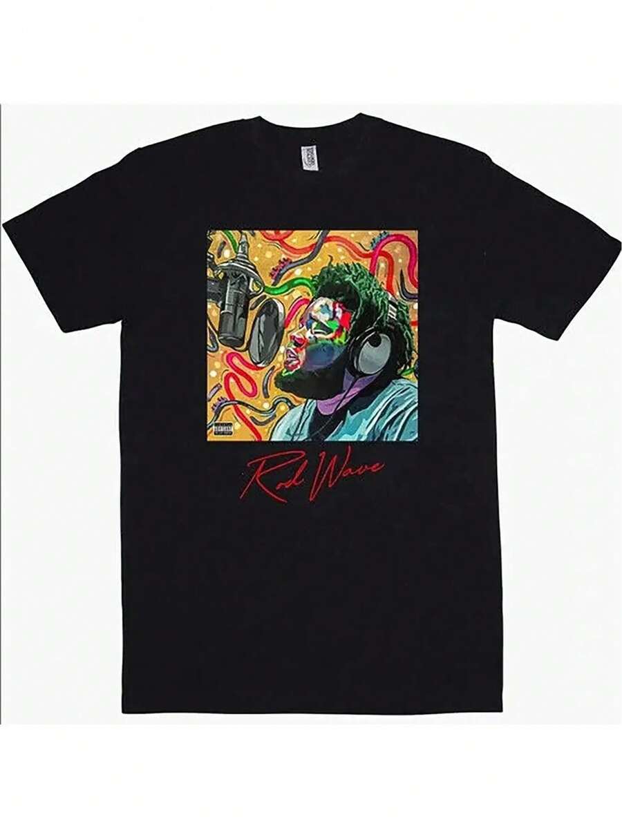 'Beautiful Mind' Hip Hop Style T-Shirt - 100% Breathable Cotton, Crew Neck, Short Sleeve, Vibrant Graphic Design, Sizes S-XXXL, Casual Everyday T-Shirt, Everyday Wear T-Shirt| Artistic T-Shirt| Machine Wash, Fresh T-Shirts, Large Size - Black - View 1