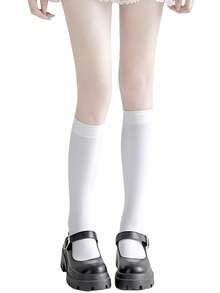 1/2/3 Peças Meias Dupla Face, Meias Femininas, Preto + Branco, Meias Modeladoras de Panturrilha com Pressão Leve, Meias de Comprimento Médio, Meias Estilo JK, Meias Esportivas, Adequadas para Uso Durante Todo o Ano, Estilo Y2k