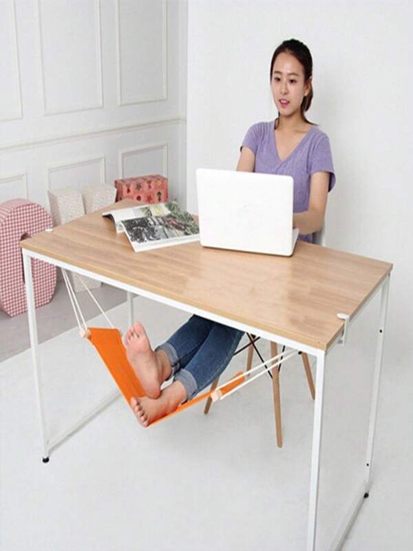 1 pieza Hamaca de descanso para los pies de lona para oficina, hamaca de descanso para los pies de ocio al aire libre, hamaca de descanso para los pies de longitud ajustable, hamaca de descanso para los pies para personas encorvadas, reposapiés, columpio, regalo creativo para el hogar, aliviar la fatiga de los pies, hamaca de descanso para los pies que se puede colgar debajo de la oficina como reposapiés