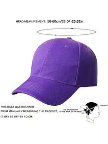 1pc Women's Plain Baseball Cap, Outdoor Sun Hat,Summer,Beach - Purple - View 6