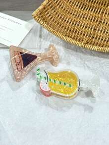 1pc Green & Khaki Acrylic Cocktail Bohemian Hair Claw Clip, New Creative Funny Hair Clip, Hair Claw Hair Accessory For Women, Fashionable Hair Decoration Fall Winter Hair Accessories For Women For Vacation Outfits Woman Elegant Hair Clutch