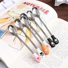 Cute Spoon Stainless Steel Coffee Spoon Dessert Tea Appetizer Bistro Cake Ice Cream Sugar Spoons Paw