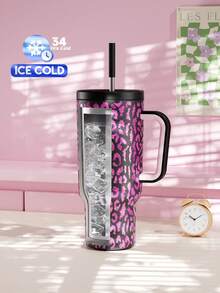 Meoky 40盎司带手柄吸管保温杯，真空隔热水瓶，带吸管盖，不锈钢旅行杯，100%防漏，保冷34小时或保热10小时 - 黑色 - 查看 3