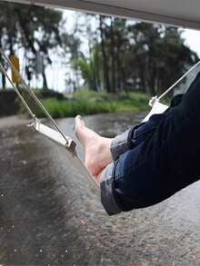 1pc Canvas Office Rest Foot Hammock, Outdoor Leisure Foot Hammock, Adjustable Length Foot Hammock, Slouchy Person Rest Foot Hammock, Foot Stool, Swing, Creative Home Gift, Relieve Foot Fatigue Rest Foot Hammock, Can Be Hung Under The Office As A Footrest - Multicolor - View 2