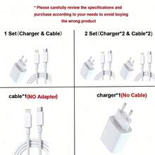 30W Fast Charging Wall Adapter + 6.6ft/200cm High-Efficiency Data Transfer Charging Cable, Compatible With IPhone 14 Pro Max/14 Pro/14 Plus/14/13/12/11/XS/XR/8/7/6, IPad, Series - EU C Type Plug(220-240V) - View 2