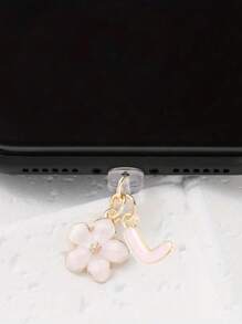 1 件时尚粉色花卉字母手机防尘塞，精致 A-Z 字母金属挂件，适合作为女性生日礼物，兼容 Lightning（5-14）/ Type-C 接口 - 粉色 - 查看 34