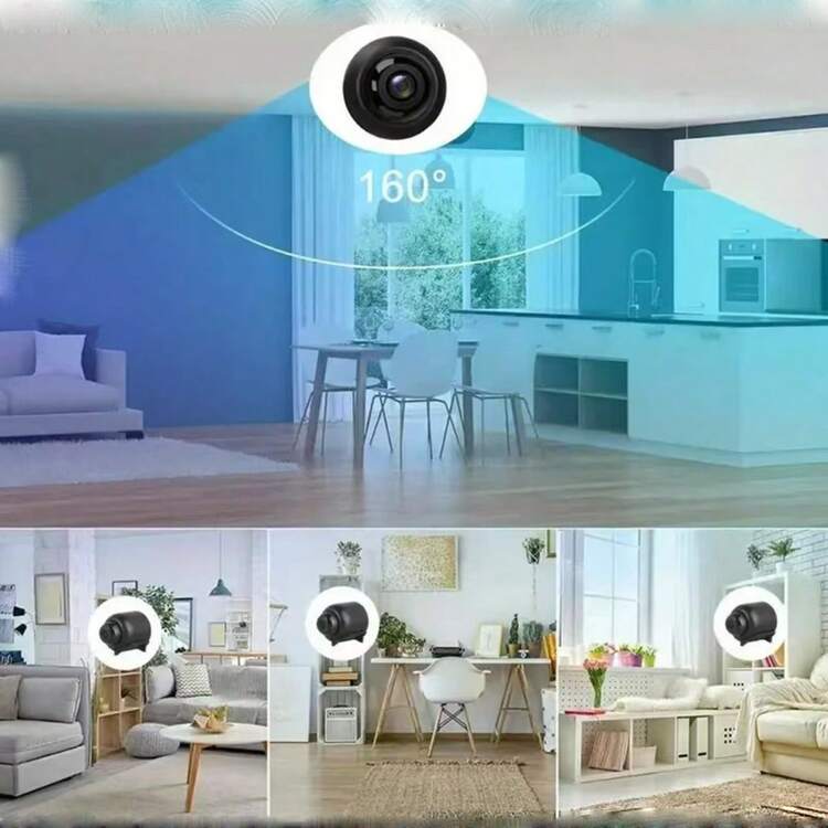 1个/2个1080P高清迷你摄像头，家用安防摄像头，无线WiFi连接，夜视，移动侦测，便携式家庭监控 - 黑色 - 查看 7