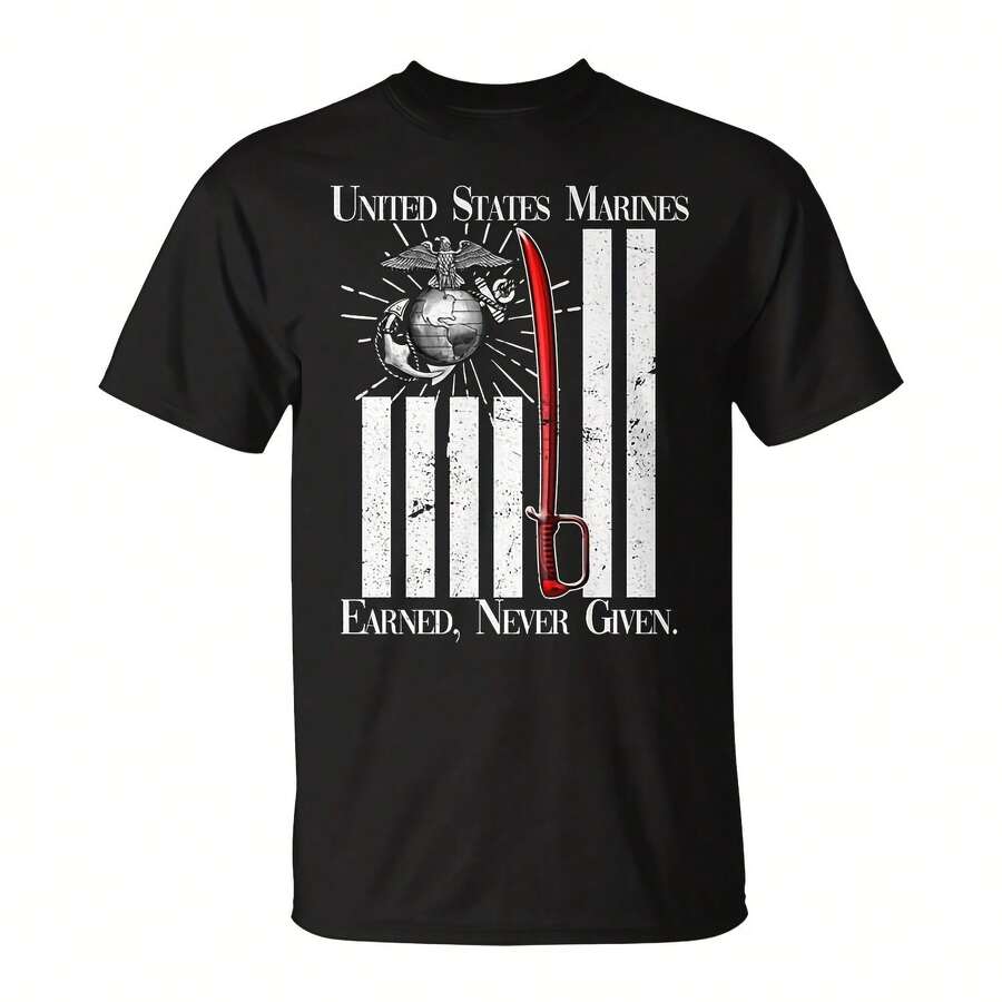 United States Marines Earned Never Gn   Uni T-Shirt - 黑色1 - 查看 1