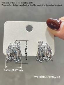 1 Pair Copper Plated Silver Zirconia Earrings, Suitable For Daily Wear - Silver - View 7