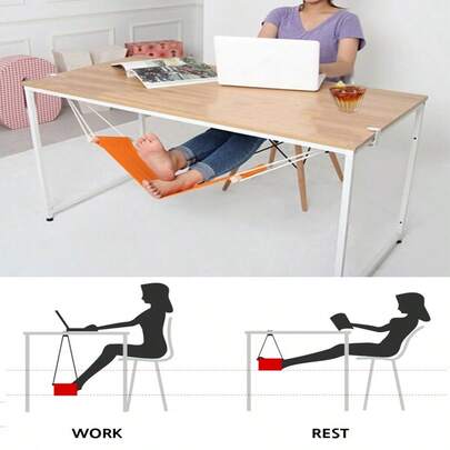 1 pieza Hamaca de descanso para los pies de lona para oficina, hamaca de descanso para los pies de ocio al aire libre, hamaca de descanso para los pies de longitud ajustable, hamaca de descanso para los pies para personas encorvadas, reposapiés, columpio, regalo creativo para el hogar, aliviar la fatiga de los pies, hamaca de descanso para los pies que se puede colgar debajo de la oficina como reposapiés
