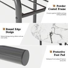 Furniwell 3-Piece Wooden Round Table & Chair Set, Space Saving Kitchen Breakfast Nook Wood Grain Tabletop With Metal Frame And Built-In Wine Rack For Kitchen, Dining Room