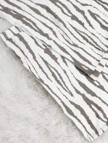 2 piezas Conjunto de pijama de mujer de manga larga con cordón y pantalón, estampado completo de punto, casual y nuevo para otoño, adecuado para uso en casa, ropa de otoño e invierno - Marrón Mocha - Ver 11