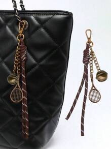 1 pezzo Ciondolo portachiavi vintage a forma di racchetta da tennis - Pendente vintage in bronzo con nappina, campanellino e catena, accessorio sportivo carino per donne e ragazze, decorazione per borse, zaini, regalo creativo per appassionati di tennis, uso quotidiano per scuola, ufficio, stile vintage e elegante, accessorio per borse di coppia, decorazione per adolescenti, donne, studenti universitari, rookie, Ognissanti, Natale