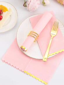 20 件粉色一次性纸巾 33*40 厘米/15.7*13 英寸，粉色铝箔派对餐巾，高品质铝箔餐巾，适用于生日、婚礼、新娘送礼会 - 粉色 - 查看 3