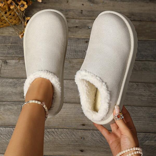 Winter 2024 New Foreign Trade Uggs Female Velvet Warm Thick Soles No Heel Closed Toe Wool Half-Slippers Shoes