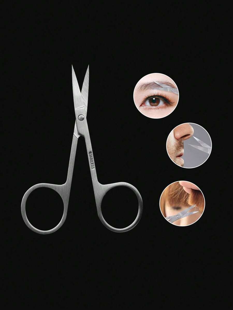 CIMACA 1pc High Precision Stainless Steel Small Trimming Scissors, Professional, Portable, Suitable For Men And Women To Trim Eyebrows, Nose Hair, Eye Care Tools