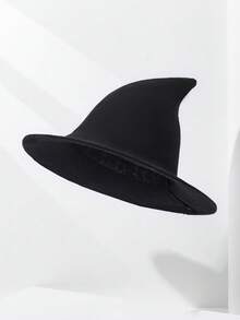 1件装欧美风针织巫婆帽万圣节巫师尖顶帽可折叠流行跨境款秋冬渔夫帽