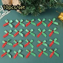 10/20pcs Christmas Mini Bows Small Satin Ribbon Bows Bowknot Metallic Edge For Hand Account Sewing Appliques Crafts Decor Wedding Birthday Party Decoration DIY Crafts