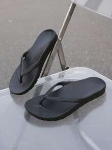 Unisex Flip Flops With Arch Support, Solid Color Beach/Home Slippers, Suitable For Spring, Summer, Autumn